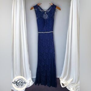 Jodi Kristopher Blue Lace Gown Size 5 Dress